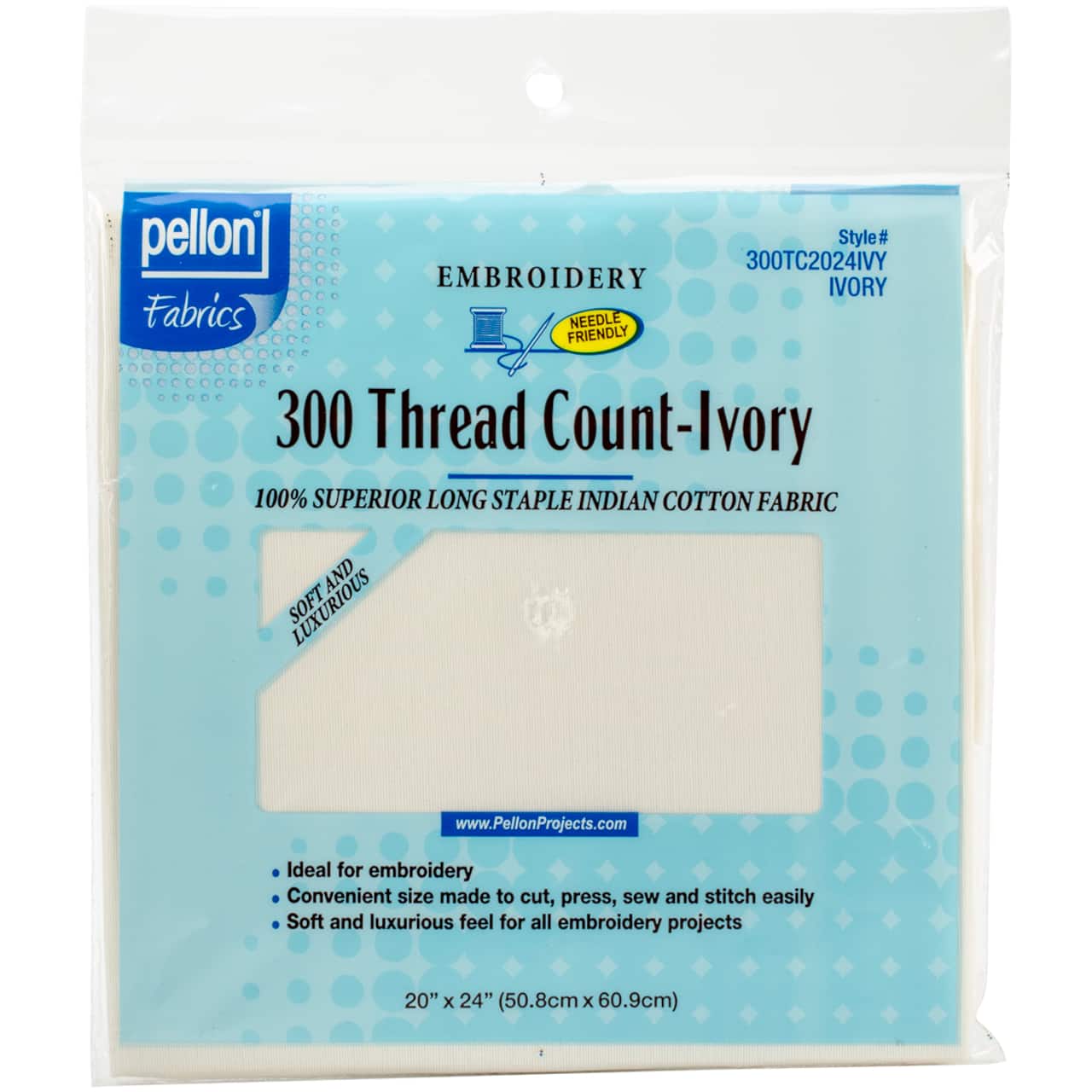 Pellon® Ivory 20" x 24" 300 Thread Count Cotton Embroidery Fabric